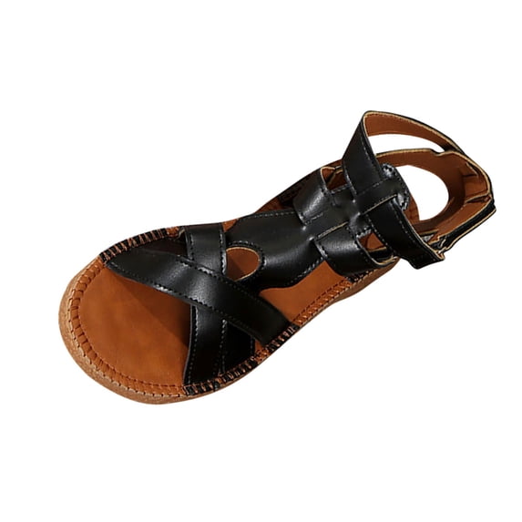 ShiShine Womens Woven Criss Cross Ankle Strap Flat Sandals Summer Comfort Casual Daily Boho Shoes