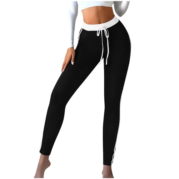 ShiShine Womens Yoga Leggings Side Striped Elastic Waist Stretchy Comfy Tights Sweatpant Fitness Sports Jogger Pants