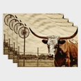 thumbnail image 1 of Shiartex 4pcs Longhorn Bull Dining Table Placemats Linen Decor for Birthday Parties, Christmas, and Buffets 18x12in, 1 of 8