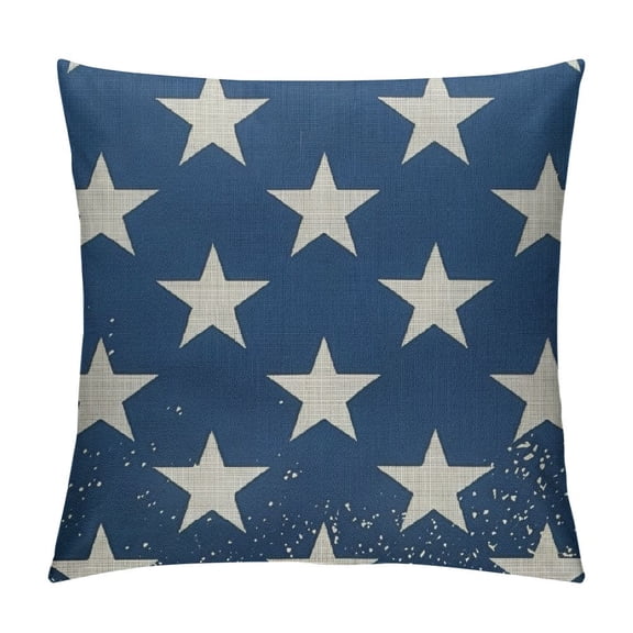 Shiartex 4th of July Decorations Lumbar Pillow Covers Patriotic American Star Print Navy Blue Decorative Throw Pillow Cases Summer Outdoor Farmhouse Decoration for Sofa Couch Bed White