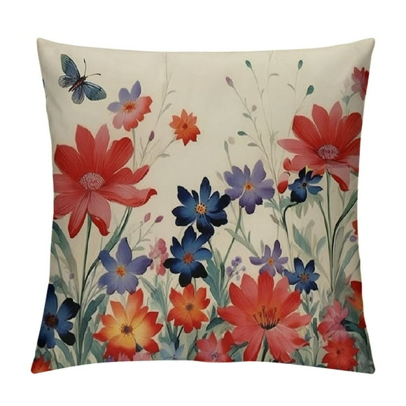 Shiartex  4th of July Decorations Throw Pillow Cover,Independence Day Patriotic Flowers Pillow Cases,Fourth of July Pillows Decorative Throw Pillows Memorial Day Decor Cushion Cover