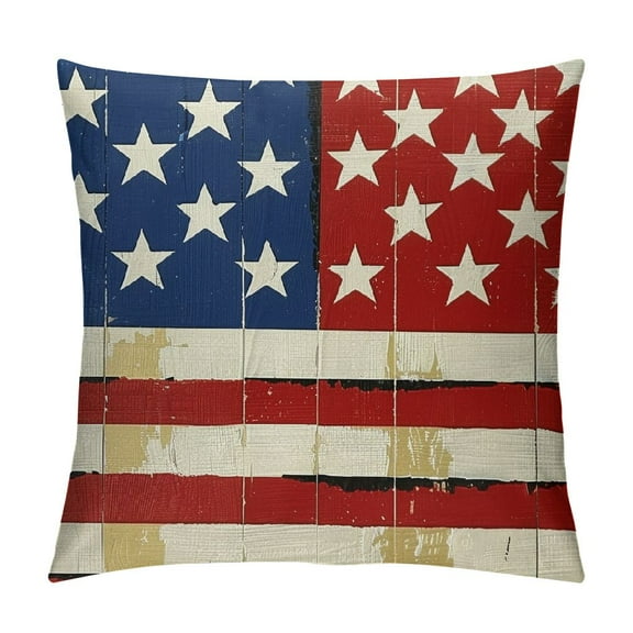 Shiartex 4th of July Patriotic Lumbar Decorative Pillow Cover, America USA Stars Stripes Porch Patio Outdoor Pillowcase, American Independence Day Sofa Couch Cushion Case Home Decor White