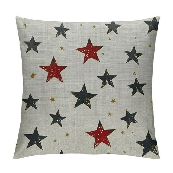 Shiartex 4th of July Pillow Covers , Red Blue Stars Decor Patriotic Throw Pillows Memorial Independence Day Pillowcase Outdoor Decorations Farmhouse Cushion Case for Home