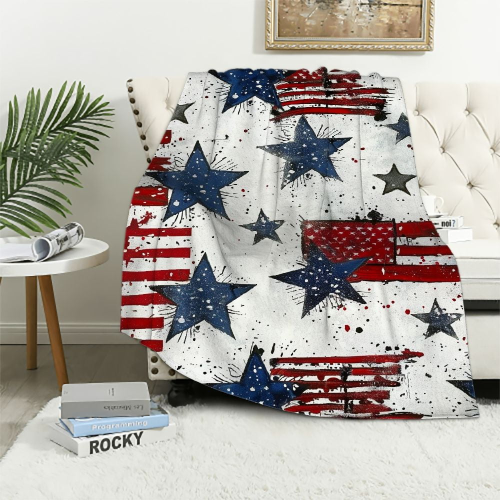 Patriotic USA American Flag Over Sized Throw Blanket 50x70 Independence Day Soft Plush Decor Walmart