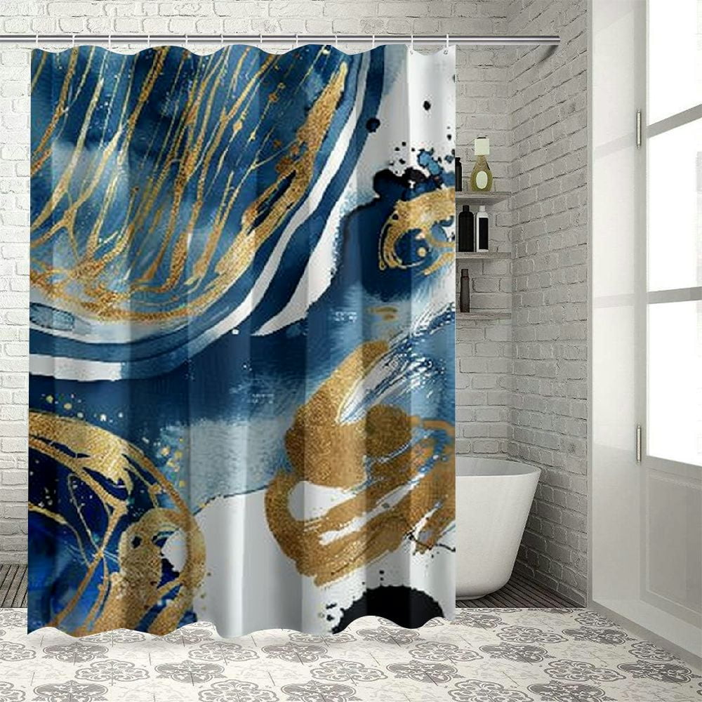 Cool Review About Gold And Navy Shower Curtain