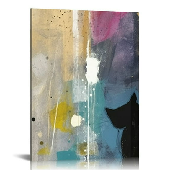 Shiartex  Abstract Canvas Wall Art Blue and Purple for Living Room Decor Modern Abstract Geometric Canvas Prints Picture Gold Artwork Bedroom Office Home Decor Ready to Hang 16x20 in/12x16 in