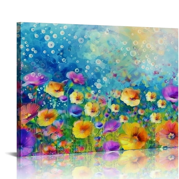 Shiartex Abstract Floral Flower Watercolor Nature Painting Canvas Wall Art Picture Print 20x16 in/16x12 in