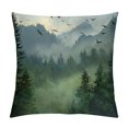 Shiartex Abstract Misty Forest Pillow Covers, Green Nature Pine Tree