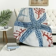 thumbnail image 1 of Shiartex  Abstract Nautical Coastal Throw Blanket for Couch - Watercolor Beach Ocean Theme Starfish Seashell Coral Lightweight Soft Blankets and Throws for Sofa White, 1 of 6
