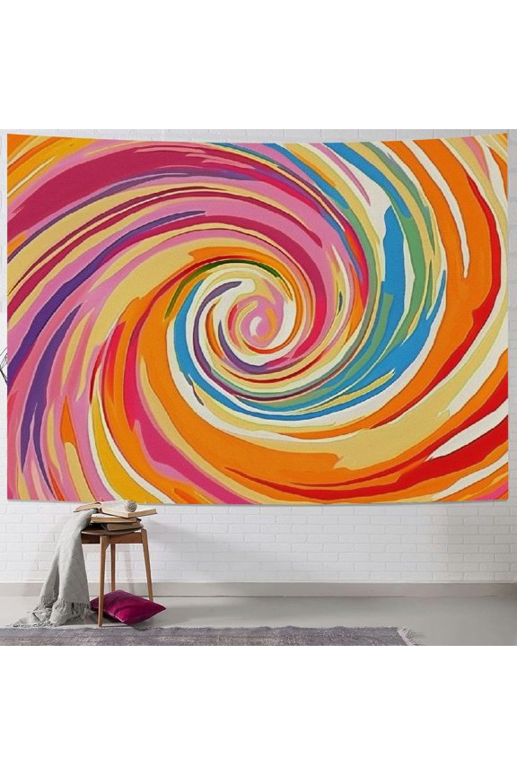 Abstract Swirl Retro Tapestry for Bedroom, 60s 70s 80s Vintage Yellow Tapestry Wall Hanging Poster, Aesthetic Trippy Boho Spiritual Tapestries Blanket College Dorm Decor 60x50inch