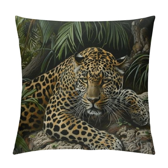 Shiartex African Animal Safari Leopard Wildlife Pillow Cover,Decorative Couch Pillow Cover for Sofa, Cushion Case Indoor Outdoor Home Decoration 12x12in