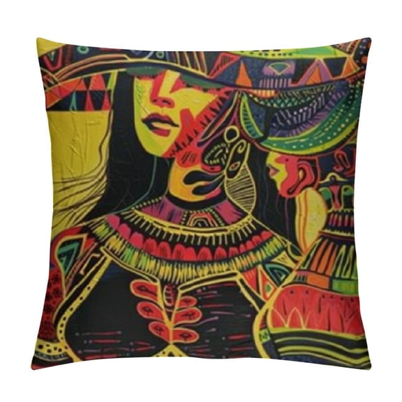 Shiartex African Design Elements Throw Pillow Cover Culture Face History Indigenous Aboriginal Graphic Pillow Case Decorative Men Women Boy Girl Room Cushion Cover for Home Couch Bed White