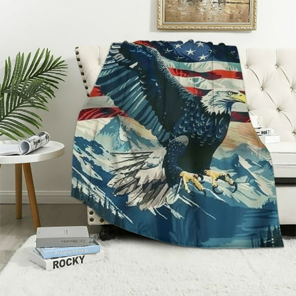 Shiartex  American Eagle Blanket for Kids Women and Men Soft Warm Lightweight Cozy Eagles Animal Throw Blankets for Bed Living Room Sofa Couch Birthday Decor White