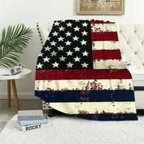 Shiartex American Flag Throw Blanket - Patriotic 4th of July Memorial Day Fourth of July Blanket, Soft Patriotic Throw Blanket for Kids Mens Boys White