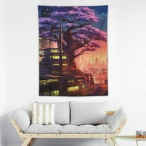 Shiartex Anime Tapestry Posters Japanese Manga Wall Hanging Streets in The Night for Living Room Bedroom Apartment Dormitory Room Decor 30x40 Inch