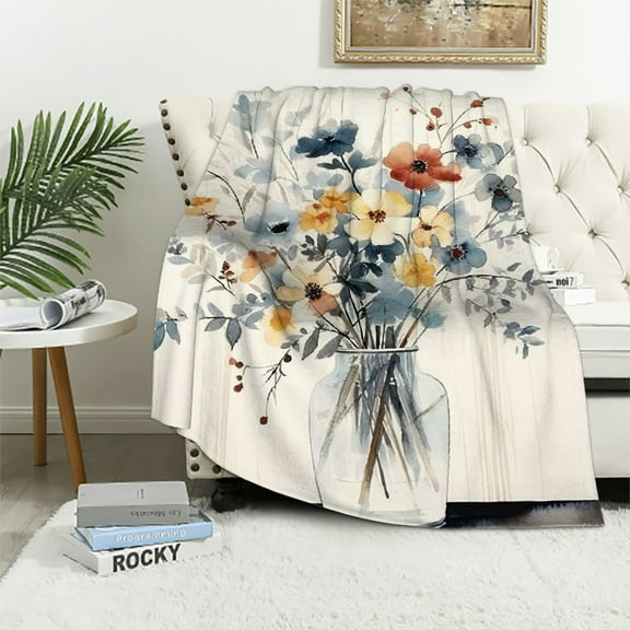 Shiartex Anna Anabelle Kidston Watercolor Painting Print Throw Blanket - Flannel Material Blanket for Bed Sofa Living Room Decor - All Seasons Blanket 40x50in