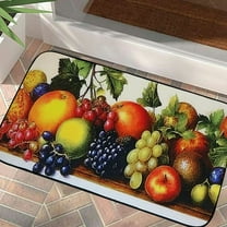 Shiartex Arcimboldo Fruits Felt Square Floor Mat Non-Slip for Home Entrance Kitchen Flooring Courtyards, 100% Burlap Top Mat with Recycled Rubber Backing