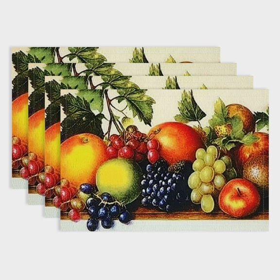 Shiartex Arcimboldo Fruits Table Mat Linen Party Placemat Set of 4 for Dining, Home Decoration, Heat Resistant, Easy to Clean 18x12in
