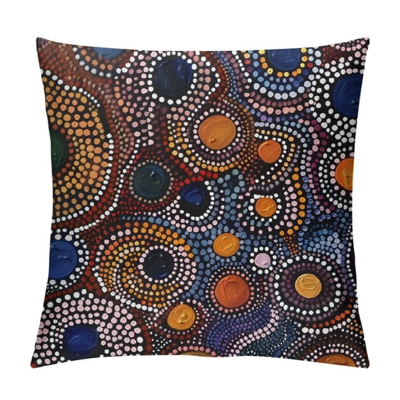 Shiartex Art Throw Pillow Cushion Cover, Aboriginal Culture Inspired Abstract Nature Scene Native Australian Illustration, Decorative Square Accent Pillow Case, Orange Brown