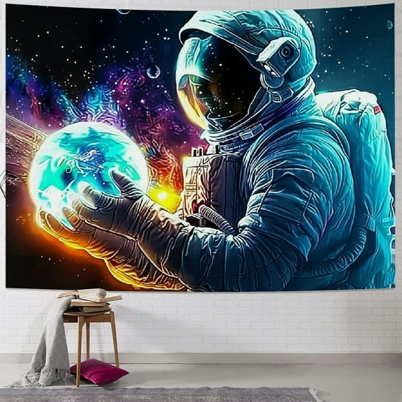 Shiartex Astronaut Space Tapestry for Bedroom, Cool Galaxy Planet Wall Hanging, Fantasy Outer Spaceman Room Decor Art Poster Aesthetic for Boys Men Guys College Dorm Living Room  Painting