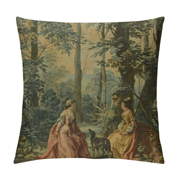 Shiartex Aubusson Tapestry French 18Th Century Home Decorative Throw Pillow Cases Sofa Couch Cushion Throw Pillow Covers White