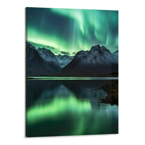 Shiartex Aurora Borealis Wall Art Painting for Office Bedroom Scenery Landscape Canvas Print Framed Picture Northern Lights Poster Artwork Ready to Hang 16x20 Inch