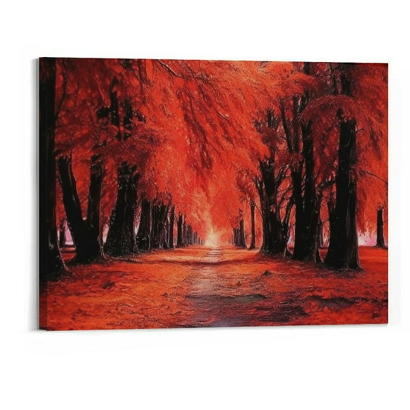 Shiartex  Autumn Paintings Aesthetic Fall Canvas Wall Art for Home Office Decor - Yellow Fallen and Red Trees Pictures Print On Canvas  Artwork Ready to Hang 20x16 Inch
