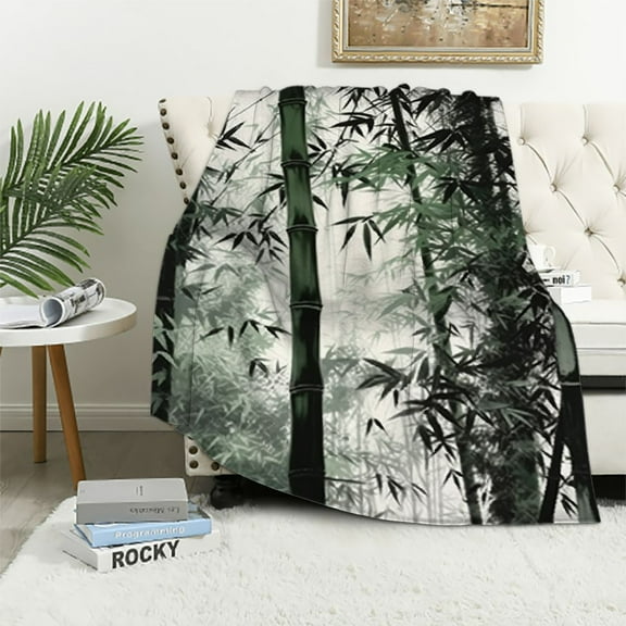 Shiartex Bamboo Tree Throw Blanket for Couch Sofa Bed Office Decor Flannel Material All Seasons Throw Blanket 50x60in