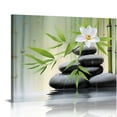 thumbnail image 1 of Shiartex Bamboo Tree White Flower Rocks Canvas Wall Art Print Home Decor Living Room Bedroom Office Wall Decor 16x12in, 1 of 6