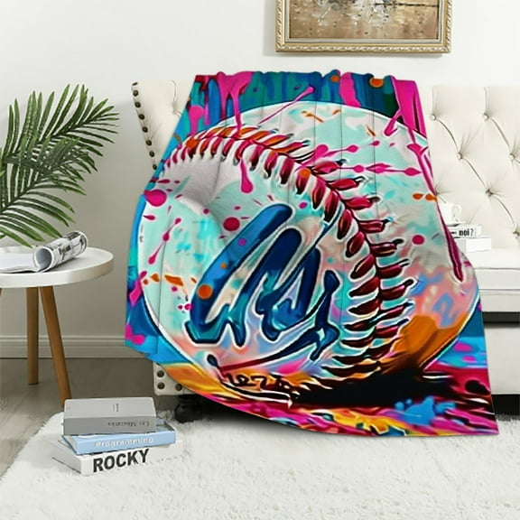Shiartex Baseball Colorful Throw Blanket for Boys Kids Men Teens Adults Soft Flannel Lightweight Warm Cozy Game Sport Blanket for Bed Couch Sofa Travel  40x50in