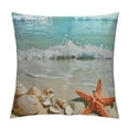 thumbnail image 1 of Shiartex Beach Farmhouse Decoration Throw Pillow Cover, Seashells Starfish Conch Waves Ocean Pillow Cover Pillowcase Summer Outdoor Cushion Covers for Bed, Living Room, Couch White, 1 of 5