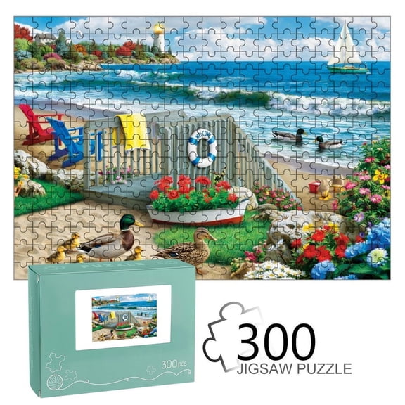 Shiartex Beach Puzzles for Adults Lighthouse Duck Coastal Jigsaw Puzzle, Nautical Beach Scene, Relaxing Family Game, Home Decor Gift for Adults, Couples