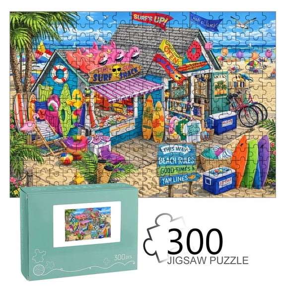 Shiartex Beach Puzzles for Adults Surf Shack Jigsaw Puzzle, Tropical Beach Scene, Relaxing Family Game, Home Decor Wall Art Gift for Adults, Couples