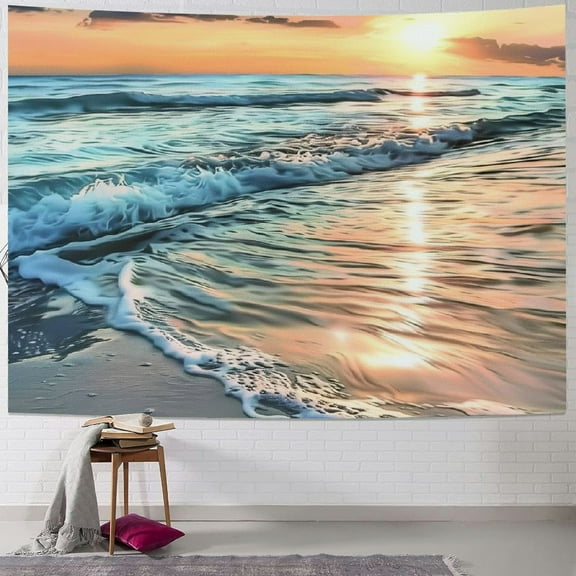 Shiartex Beach Sunrise Wave Tropical Coastal Ocean Scene Beachy Tapestry Wall Hanging Sunset Hawaiian Wall Decor Summer Sea Seaside Seashore Skyline for Bedroom Dorm Living Room 40x30inch