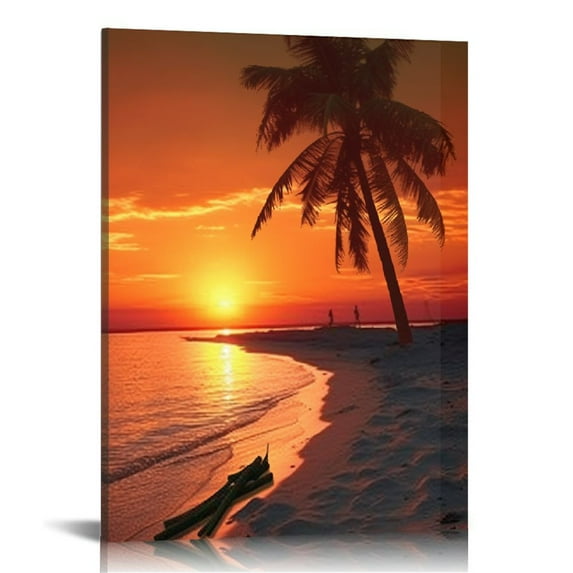 Shiartex Beach Sunset Pictures Canvas Wall Art For Living Room Bedroom Wall Decor,Sunset Wall Art Print Paitnings For Home Decor,Morden Artwork Palm Cloud Canvas Art Waterproof Ready 16x20 in