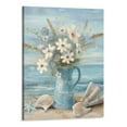 thumbnail image 1 of Shiartex Beach Wall Art for Living Room Blue Ocean Theme Canvas Print Modern Abstract Coastal Picture Seascape Painting Daisy Flower in Indian Vase Framed Artwork for Seaside Bedroom Office 16x20 Inch, 1 of 3