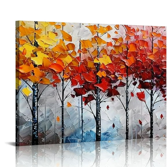 Shiartex Birch Tree Wall Art for Living Room, Colorful Canvas Wall Picture for Bedroom, Forest Print Painting Decor 16x12in