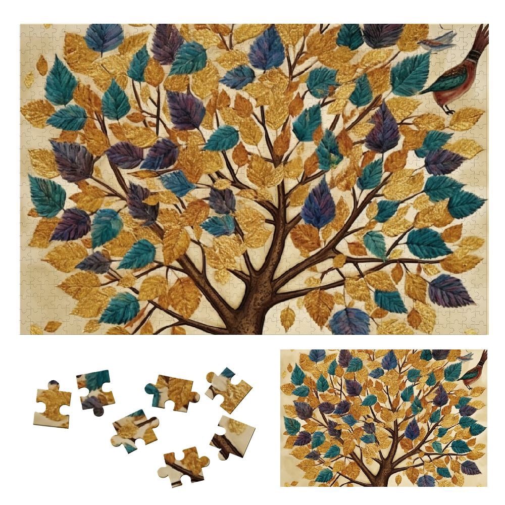 Shiartex Bird Leaves Autumn Wooden Jigsaw Puzzle for Adults and Kids ...