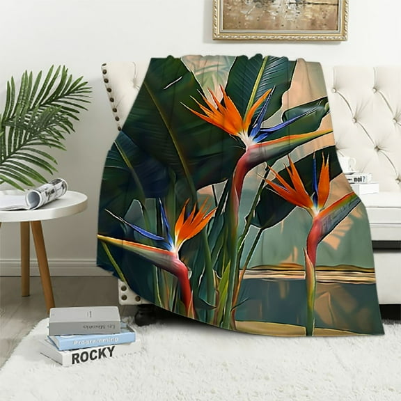 Shiartex Bird of Paradise Print Flannel Throw Blanket for All Seasons Lightweight Blanket 40x50in