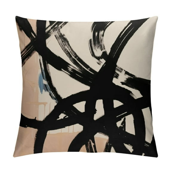 Shiartex Black and Beige Throw Pillow Covers, Black Throw Pillow Covers for Couch, Black Boho Pillow Covers, Modern Abstract Decorative Couch Pillow Covers for Living Room 12x12in