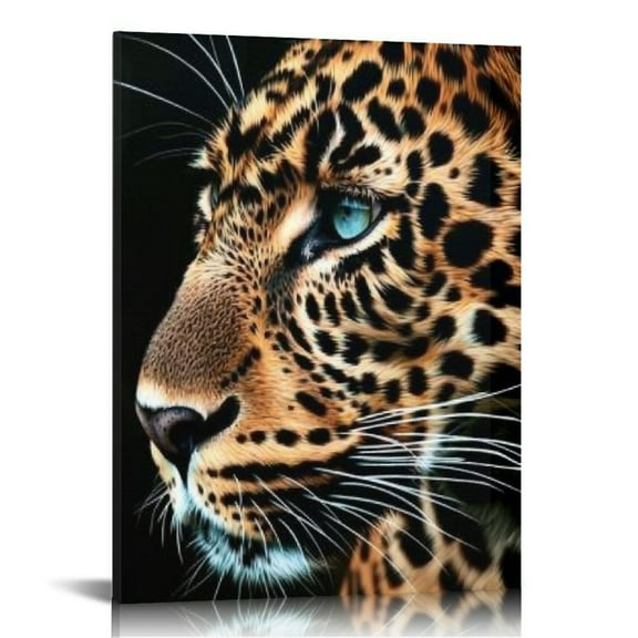 Shiartex Black and Gold Leopard Animals Office Bedroom Bathroom Canvas Print Wall Art Hunting Wild Panther Golden Animal Artwork for Living Room Home Decorations Frame,16x20 in/12x16 in