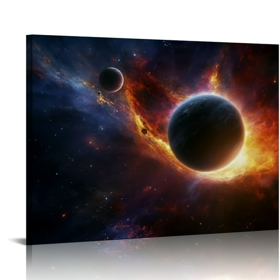 Shiartex Black Hole Bright Light Space Art Canvas Wall Art Print Home Decor Living Room Bedroom Office Wall Decor 20x16in