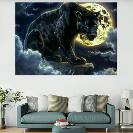 Shiartex Black Panther Moon Clouds Tapestry Wall Hanging 100% Polyester 60x40in