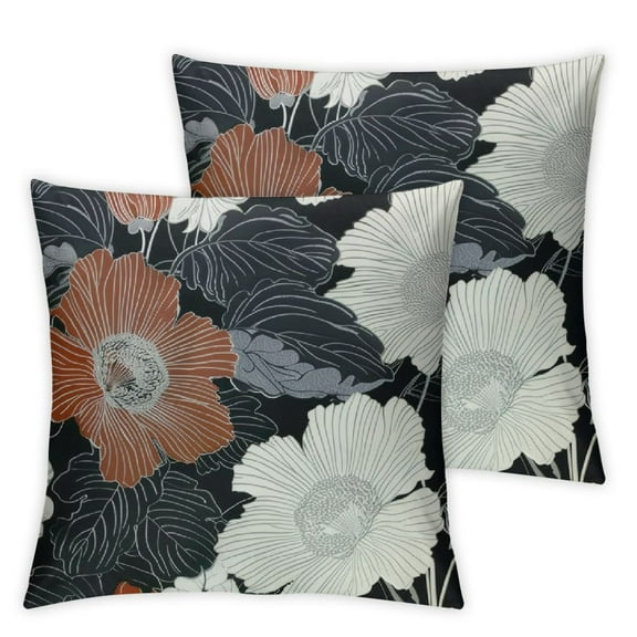 Shiartex Black White Pillow Covers Set of 2 Grey Floral Throw Pillow Cover Soft Modern Accent Gray Peony Flower Decor Couch Cushion Cover for Bed Living Room Chair Sofa Pillow Cases White