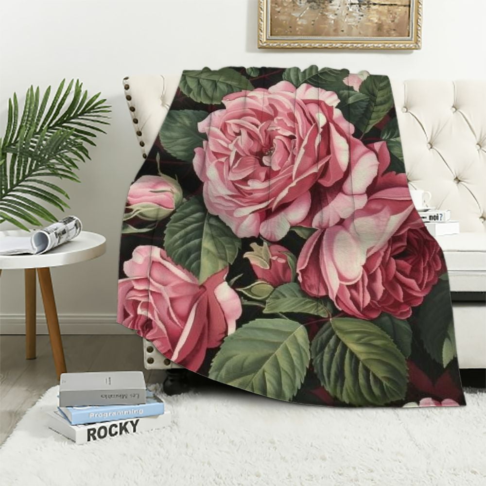 Shiartex Blanket Vintage Elegant Popular Rose Floral Throw Blankets for