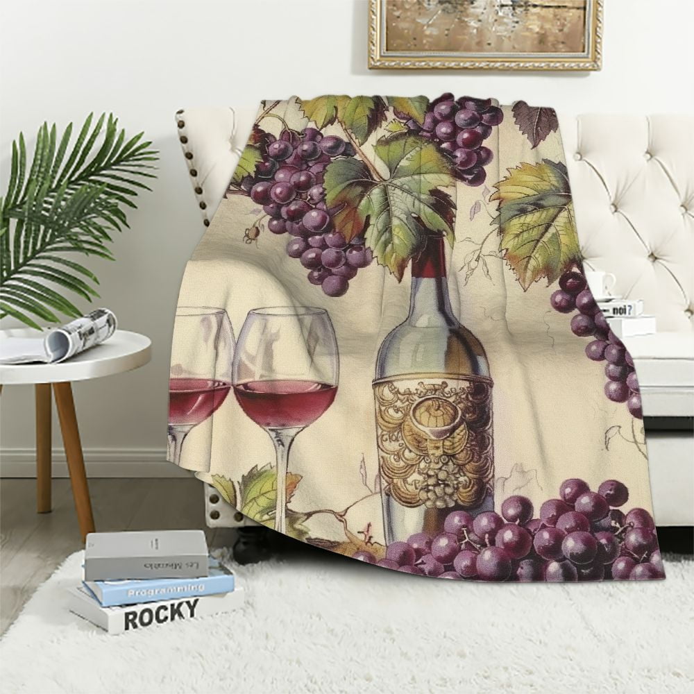 Wine Grape Pattern Print Hooded Blanket