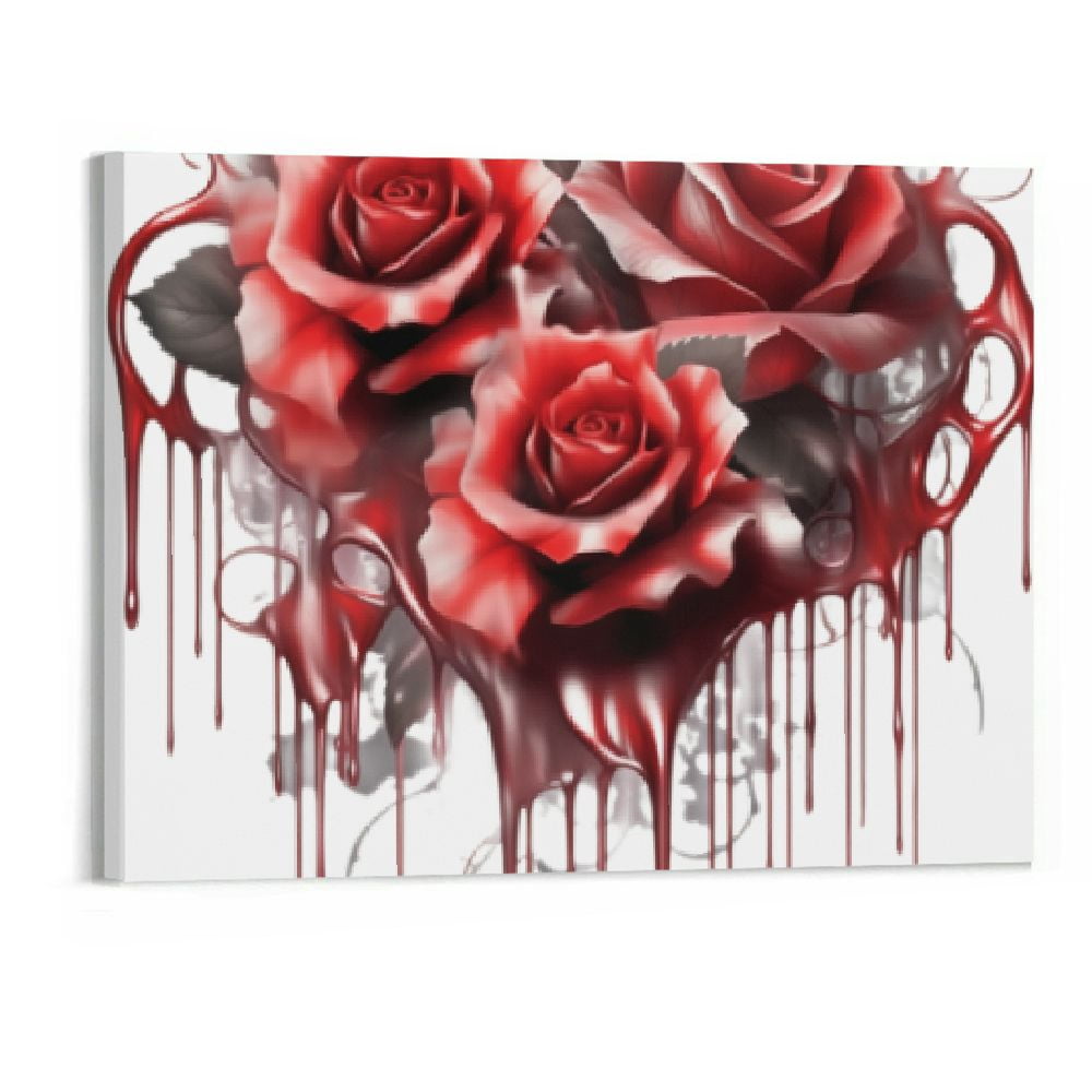 Shiartex Bleeding Rose Canvas Wall Art Picture 20x16in for Home Office ...
