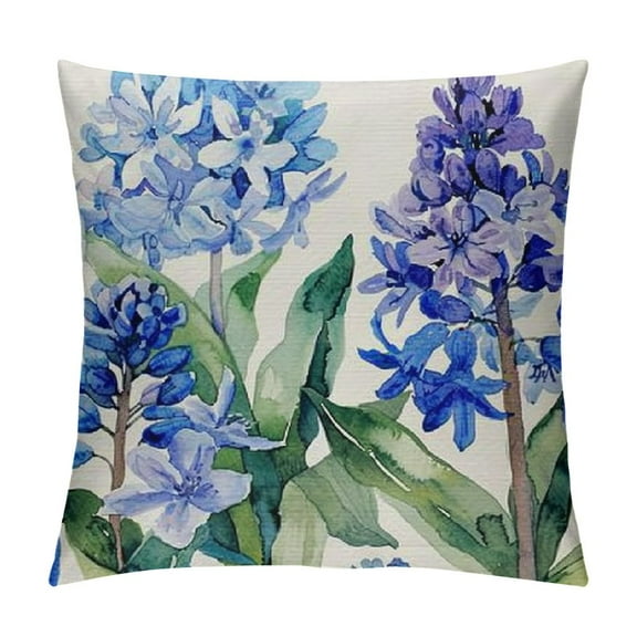 Shiartex  Blue Hydrangea Wildflower Spring Throw Pillow Covers Outdoor Spring Summer Floral Decor Farmhouse Lumbar Decorative Throw Pillows Cases Decorations for Couch Sofa Porch