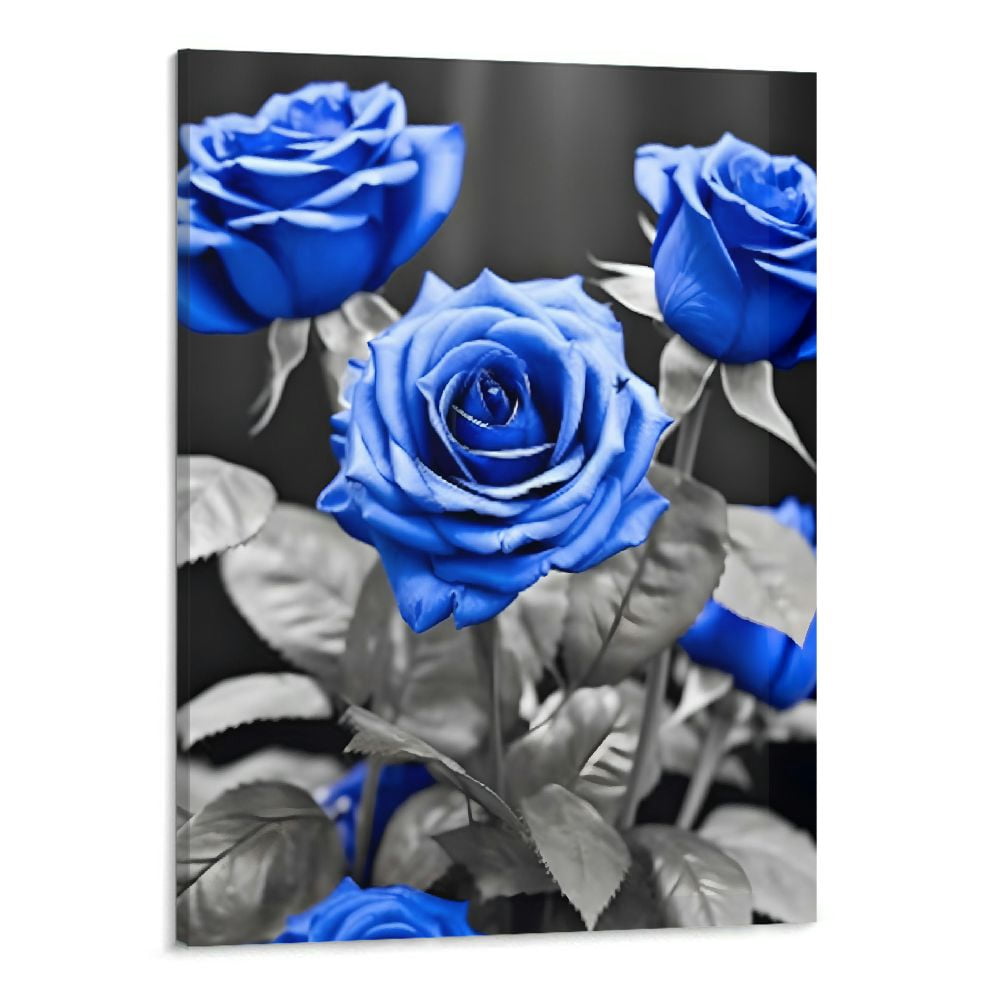 Shiartex Blue Rose Canvas Wall Art Picture 16x20in for Living Room ...