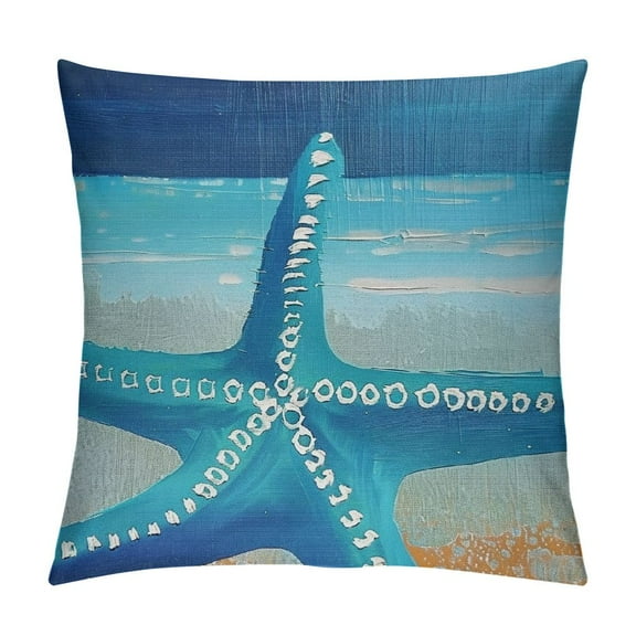 Shiartex  Blue and White Starfish Decorative Pillow Covers Nautical Coastal Theme Throw Pillow Covers Beach Square Pillowcase for Outdoor Living Room Car White